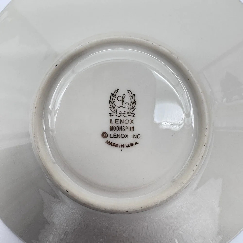 Set of 7 Vintage Lenox Moonspun Saucers Ivory China Platinum Trim 6
